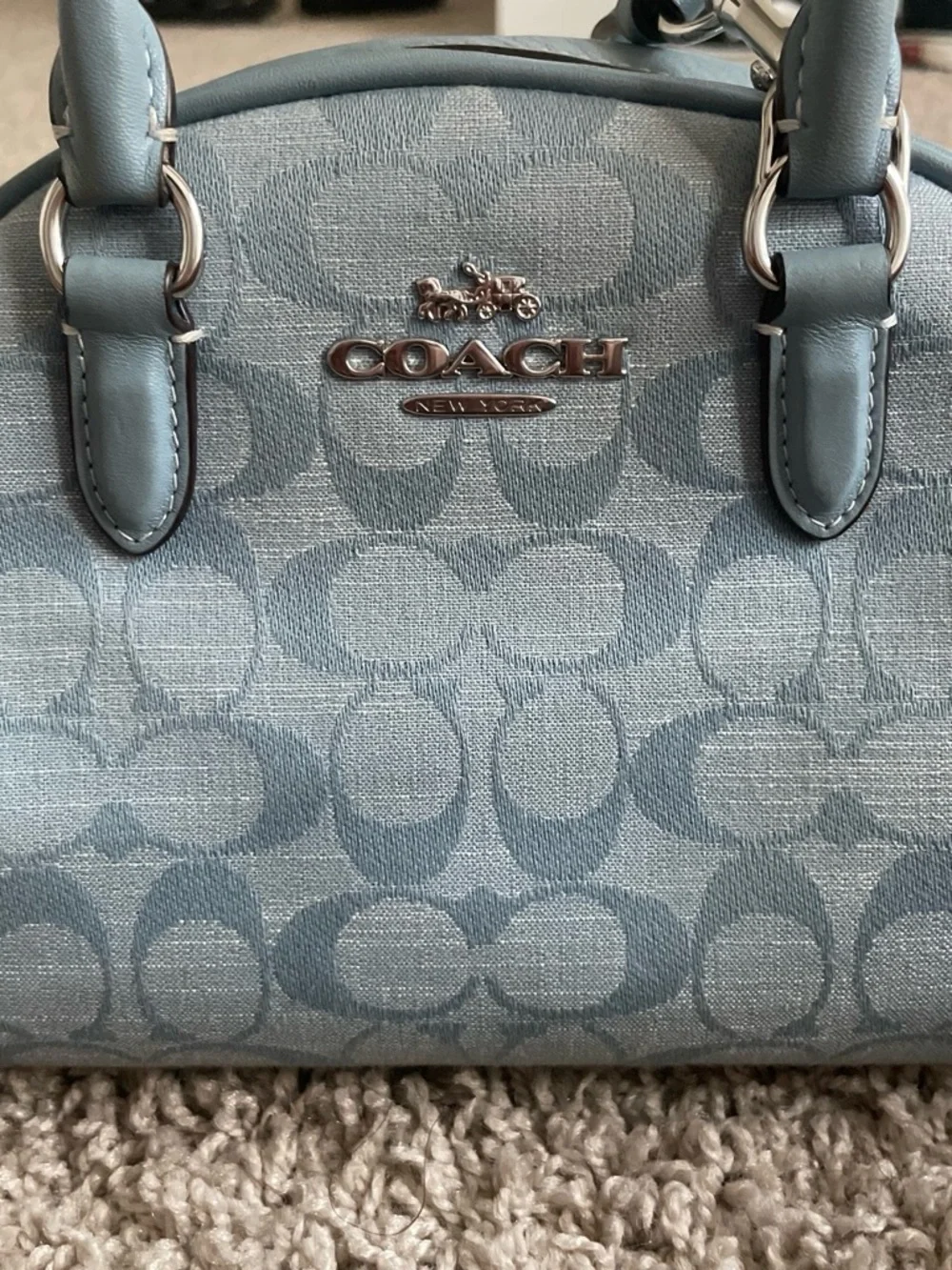 Coach Light Blue Signature Dome Satchel